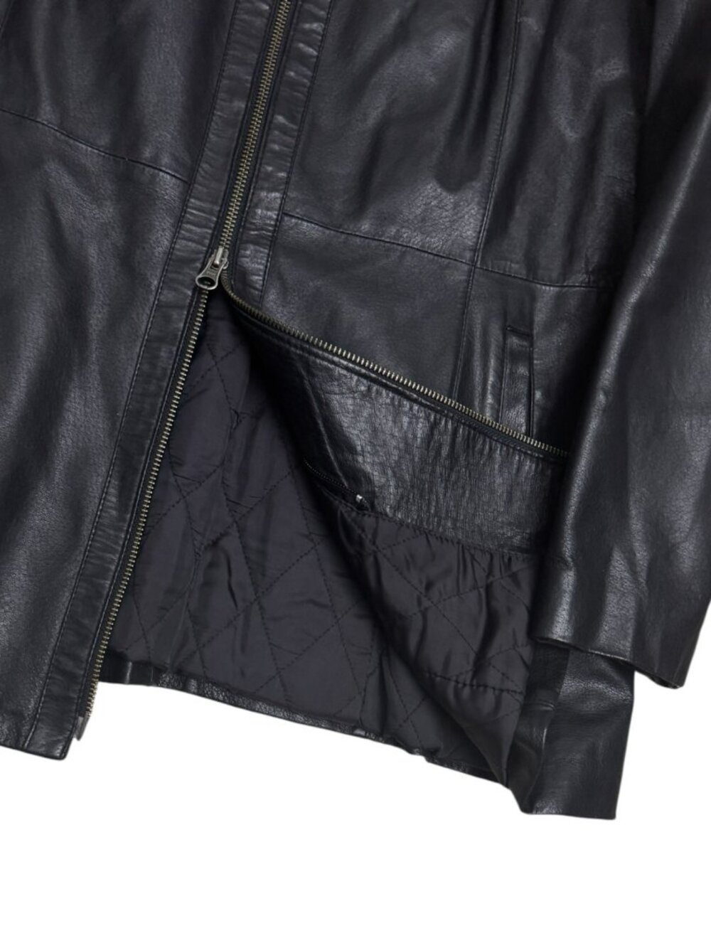 DANIER LEATHER Vintage Y2K Business Casual Black Trench Jacket Coat Womens Large - Picture 5 of 5